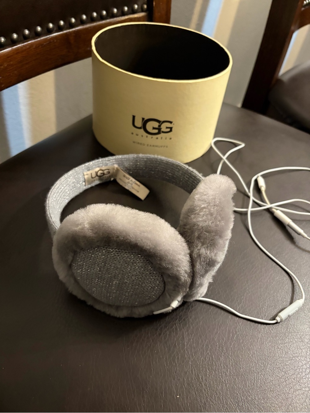UGG Gray Plush Wired Over-Ear Headphones